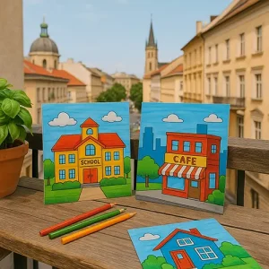 500 Building and Place Coloring Page Prompts Pack