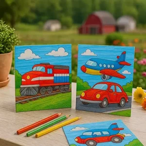 500 Transportation and Machine Coloring Page Prompts Pack
